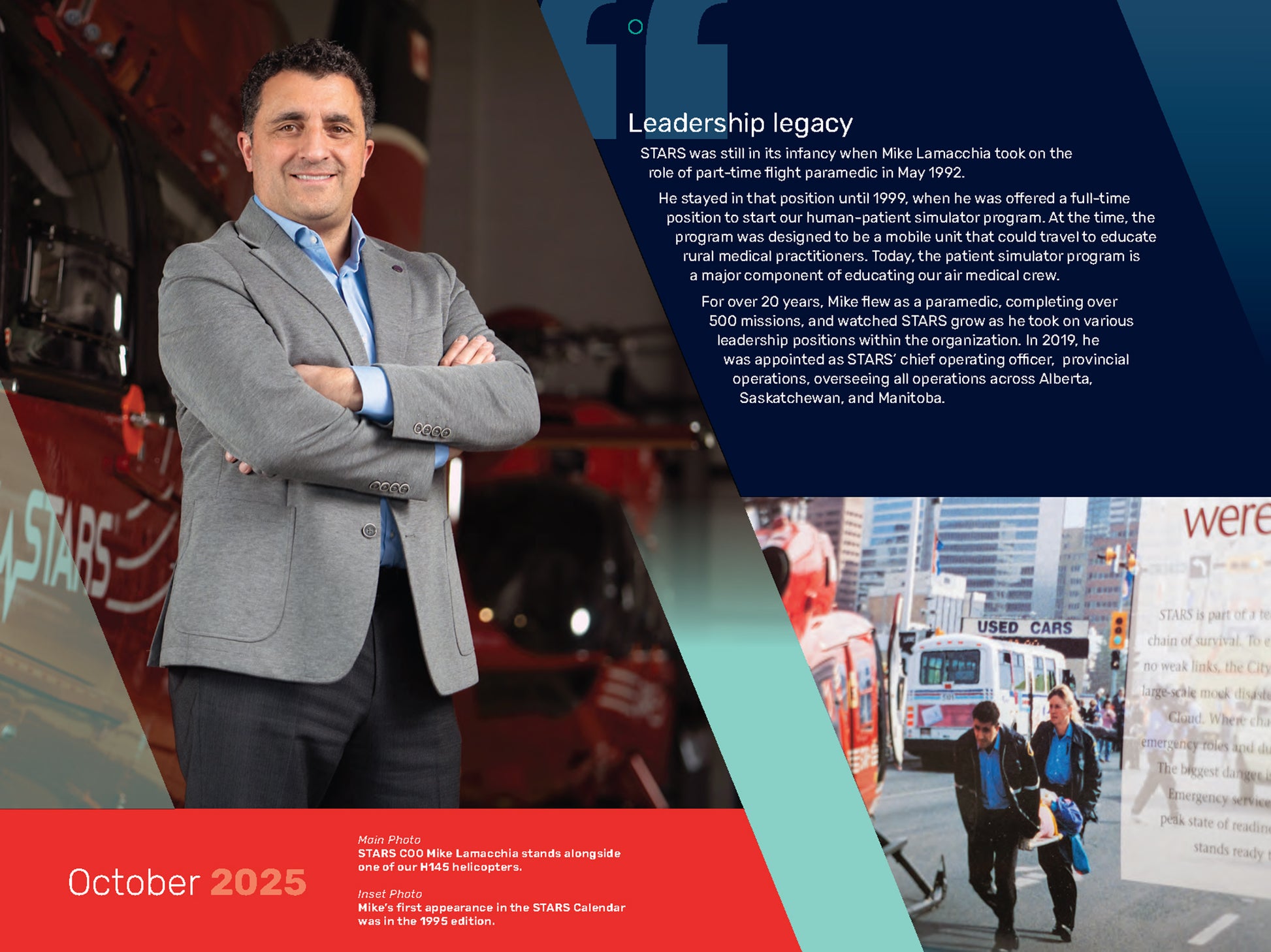 An image of the October story from the STARS 2025 Calendar October page, featuring STARS COO, Provincial Operations Mike Lamacchia.